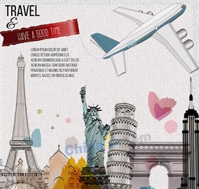 环球旅行插画矢量素材